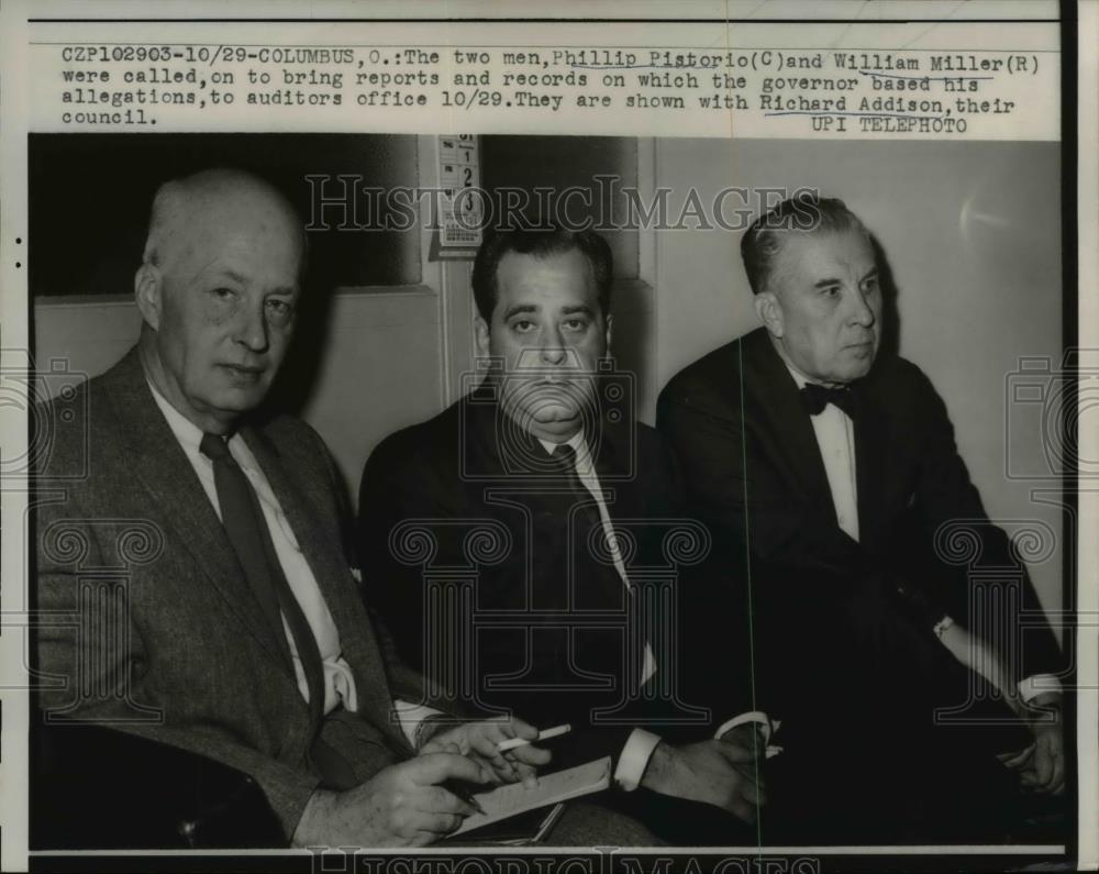 1962 Press Photo Phillip Pistorio and William Miller shown with Richard Addison - Historic Images