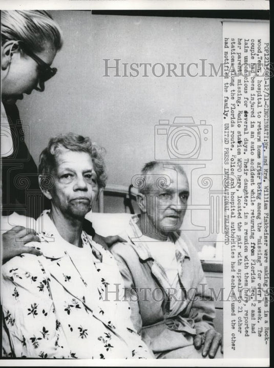 1958 Press Photo William Finkbeiner & Wife, Car Accident Victims, Cincinnati - Historic Images