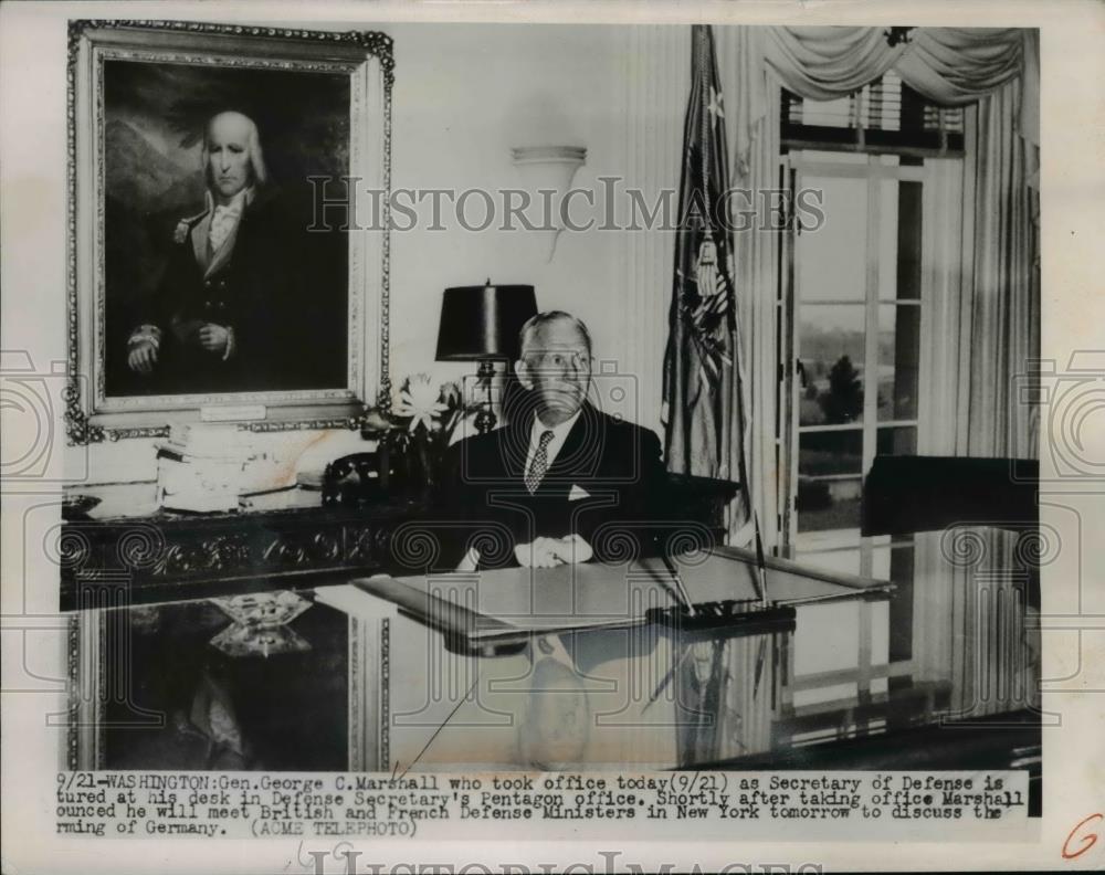 1950 Press Photo George C. Marshall, at desk in Pentagon's Office - nee34621 - Historic Images