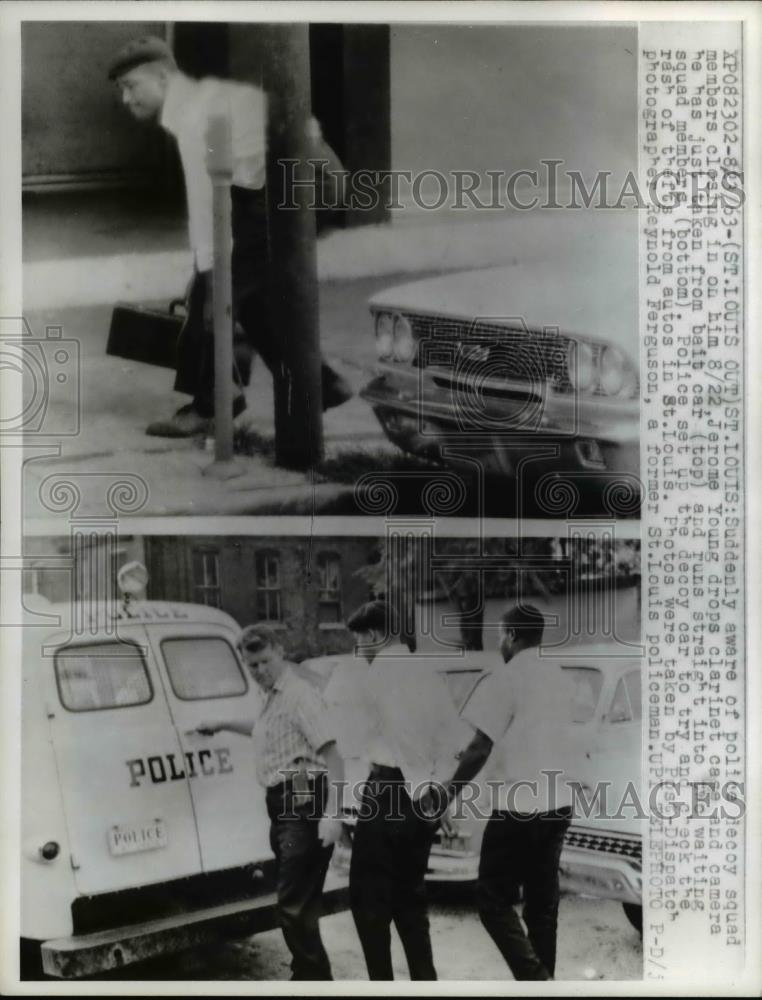 1963 Press Photo Photographers Catches Criminal Breaking into Bait Car - Historic Images