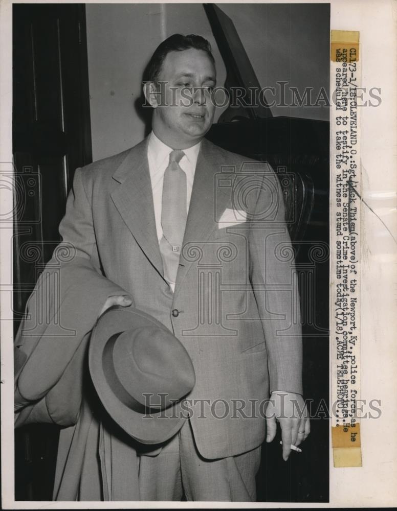 1951 Press Photo Jack Thiem appears to testify in Senate crime investigation - Historic Images