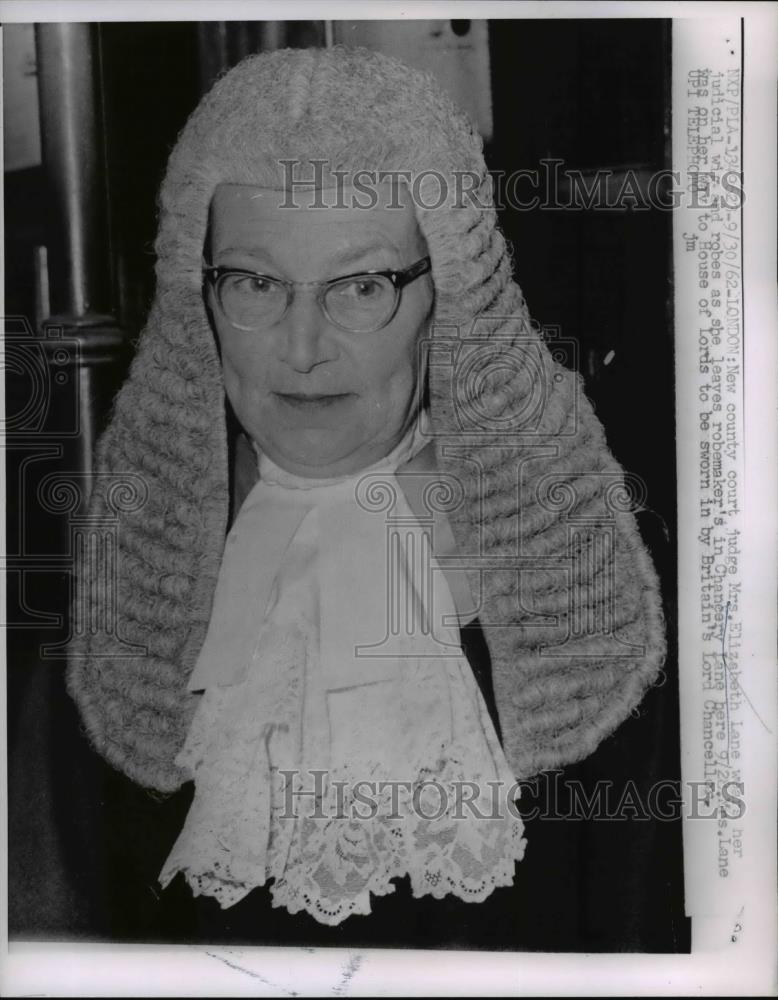 1962 Press Photo The new Country judge Mrs. Elizabeth Lane - nee39460 - Historic Images