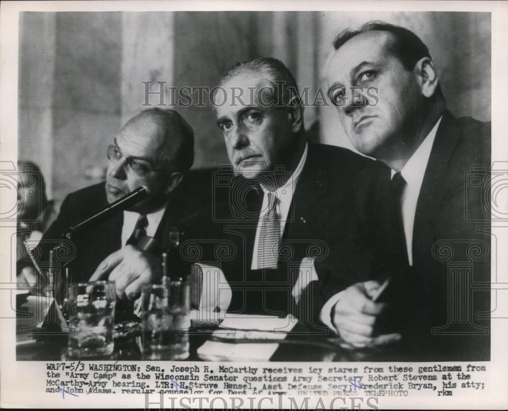 1954 Press Photo Sen Joseph McCarthy Frederick Stevens John Adams - nee19612 - Historic Images