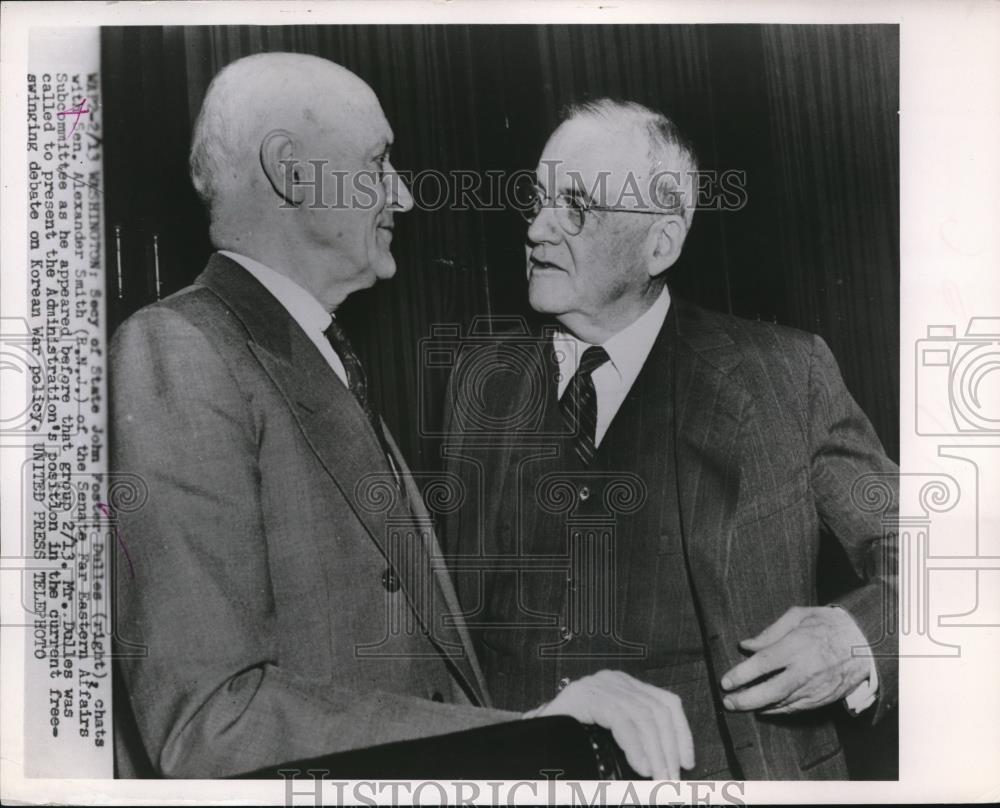 1953 Press Photo DC Sec of State John F Dulles & Sen Alex Smith NJ - nee19279 - Historic Images