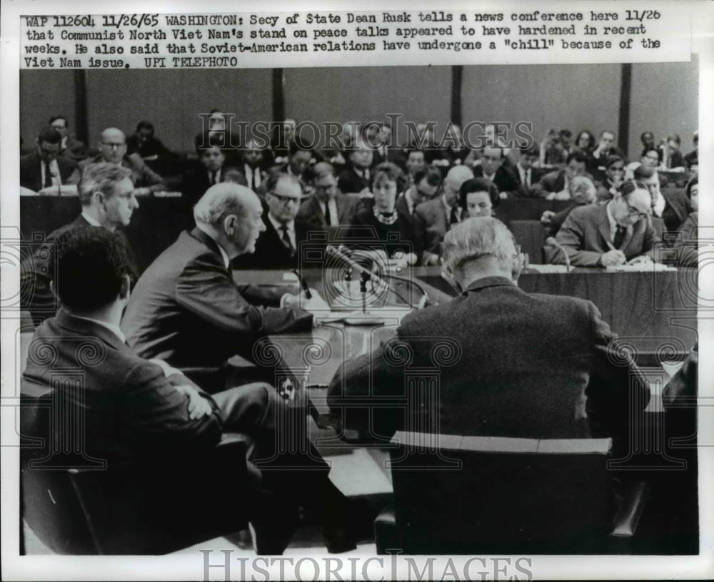 1965 Press Photo Secretary of State Dean Rusk Discusses North Vietnam - Historic Images