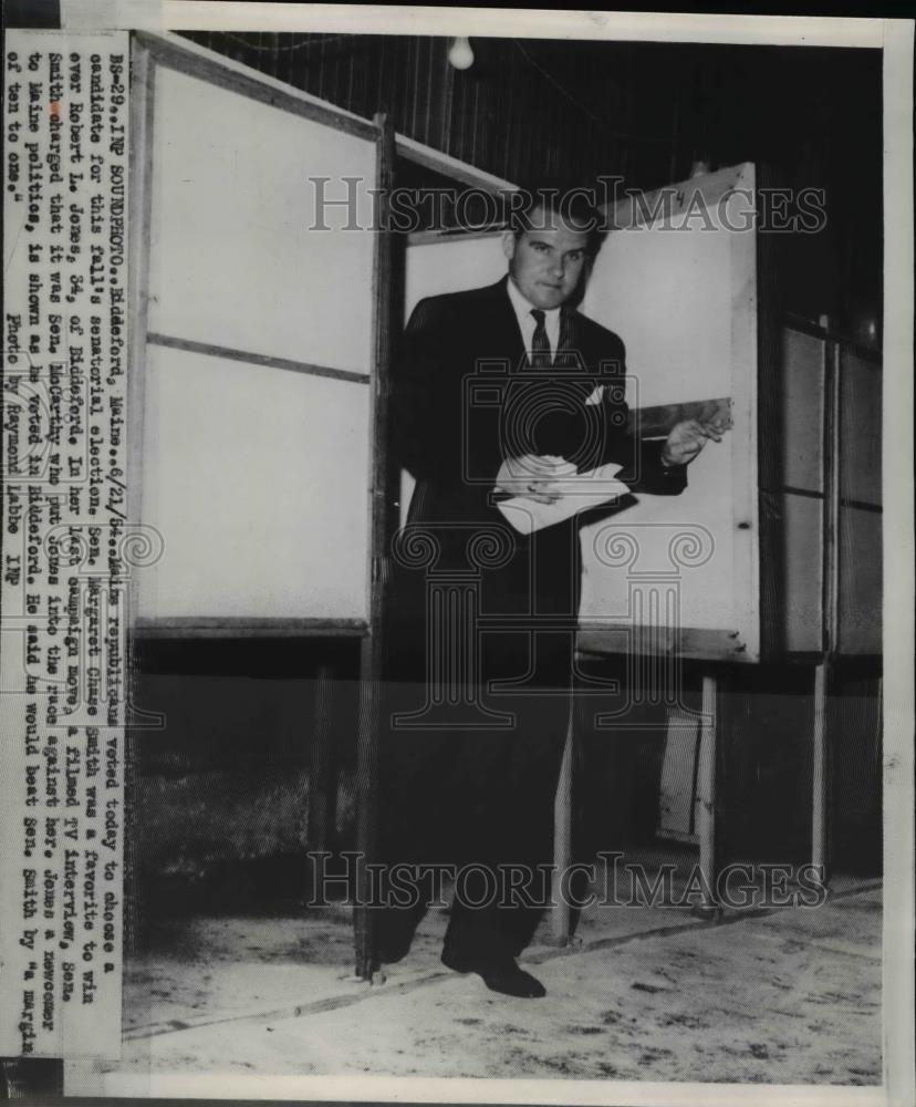 1954 Press Photo Senator McCarthy Shown Voting in Maine - nee38095 - Historic Images