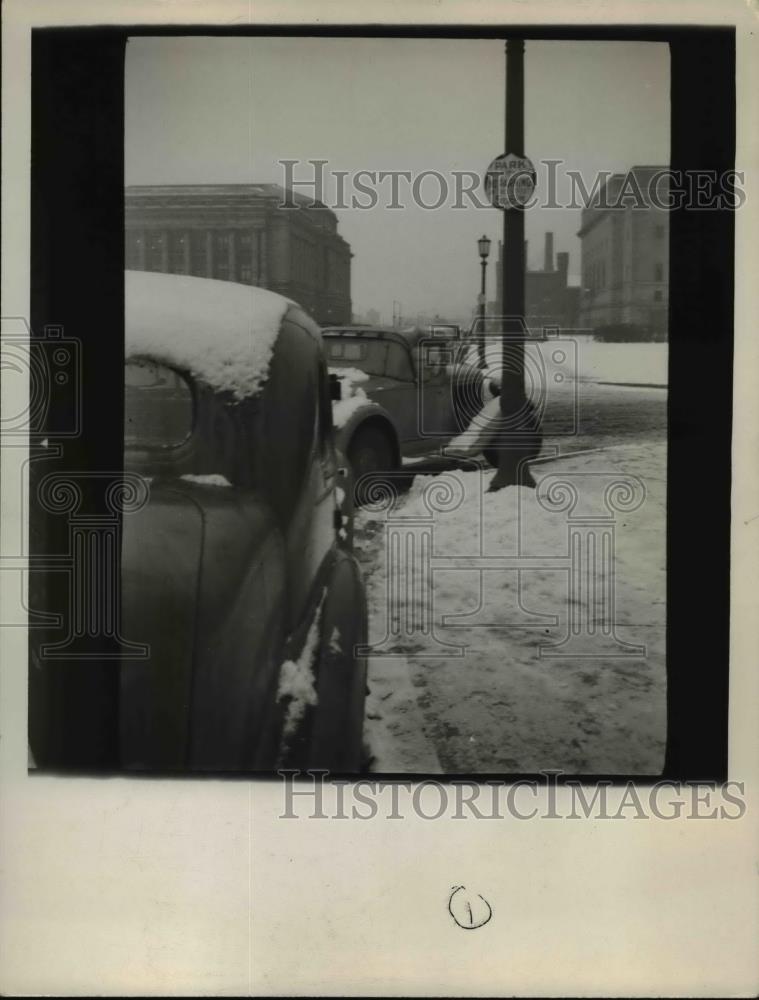 1941 Press Photo The snow covered parking at Lakeside Avenue - nee32603 - Historic Images