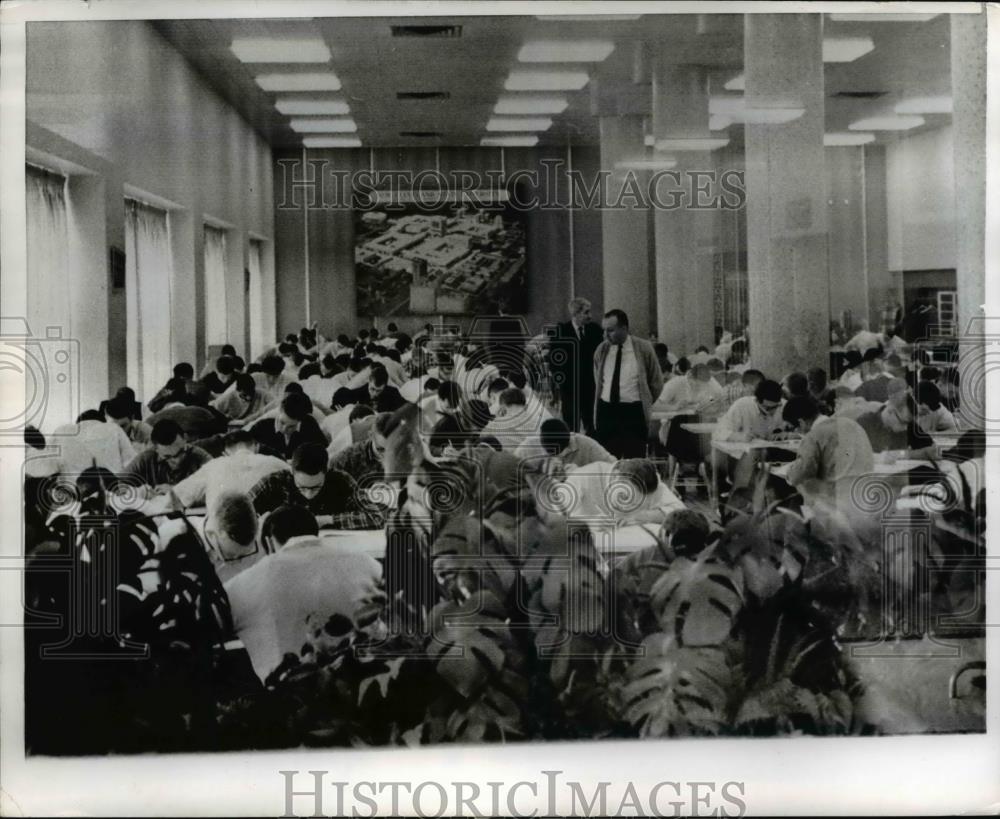 1966 Press Photo students take draft deferment test, Cleveland State University - Historic Images