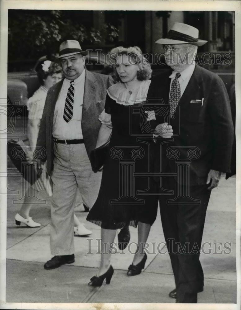 1944 Press Photo Mrs. Helen Wucherer lead to jail after sentenced to Prision - Historic Images