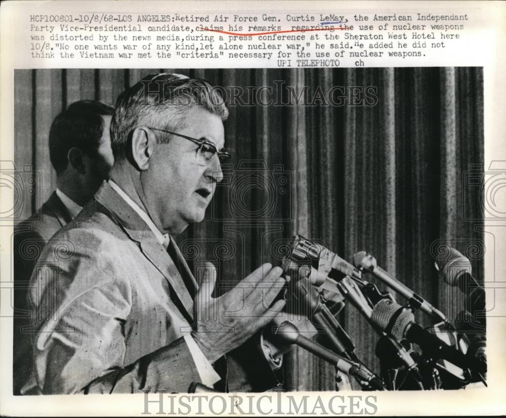 1968 Press Photo Retired AF General Curtis LeMay Candidate for Vice President - Historic Images