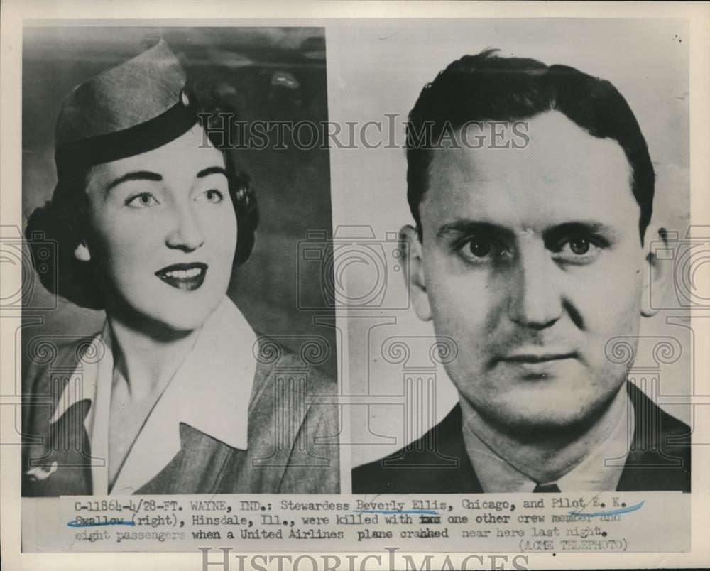 1951 Press Photo Beverly Ellis and Pilot E.K. Swallow Killed in Plane Crash - Historic Images