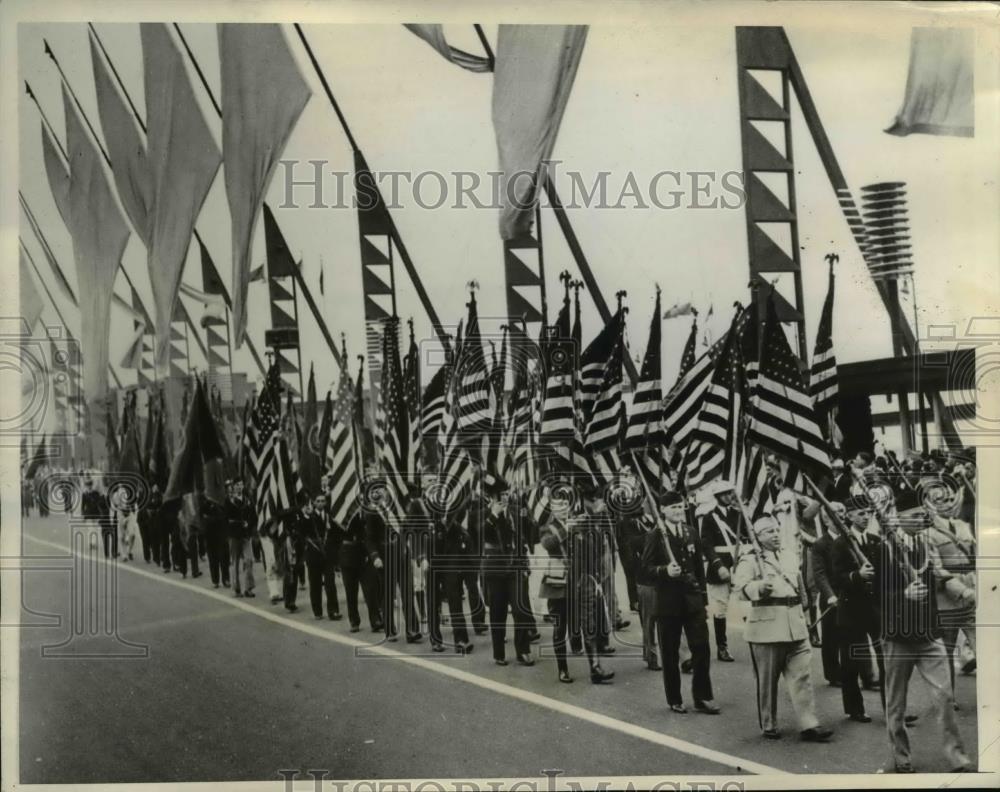 1934 Press Photo 100 American Legion Posts Recognized at World&#39;s Fair Parade - Historic Images