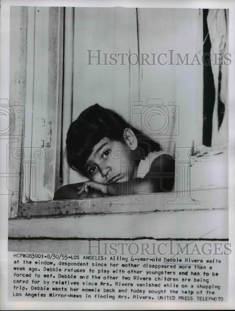 1955 Press Photo Debbie Rivera Mother Disappears in Los Angeles - Historic Images