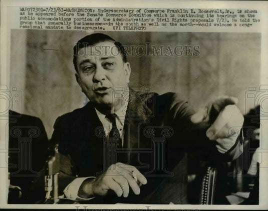 1963 Press Photo Undersecretary of Commerce Franklin D.Roosevelt, Jr. Senate - Historic Images
