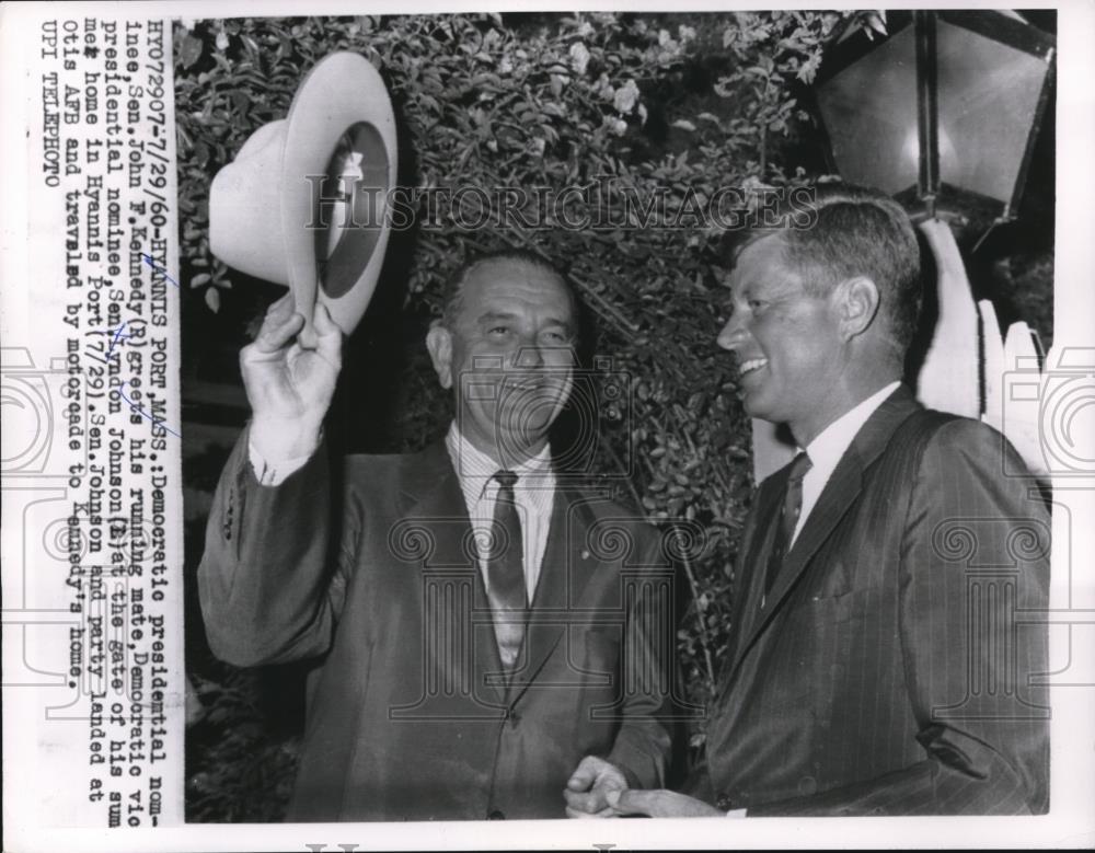 1960 Press Photo President John F. Kennedy, Lyndon B. Johnson in Hyannis Port - Historic Images