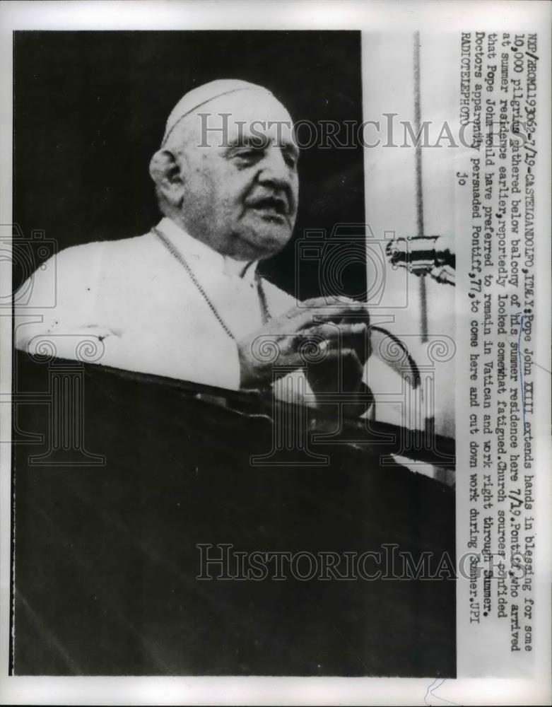 1959 Press Photo Pope John XXIII in Castlegandolfo Italy - nee40028 - Historic Images