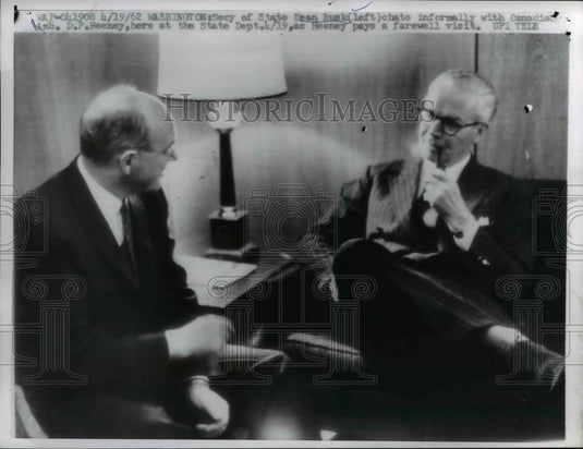 1962 Press Photo Secretary of State Dean Rusk & Canadian Ambassador DP Heeney - Historic Images
