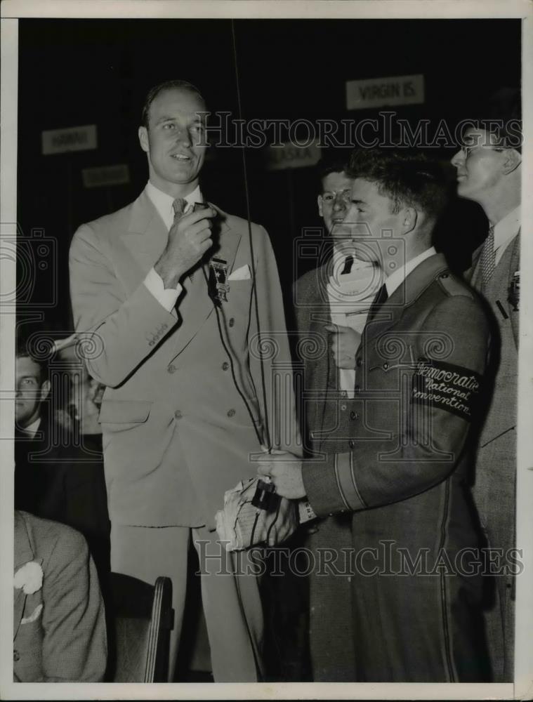 1936 Press Photo James Roosevelt Announces The Massachusetts Delegation Roll. - Historic Images