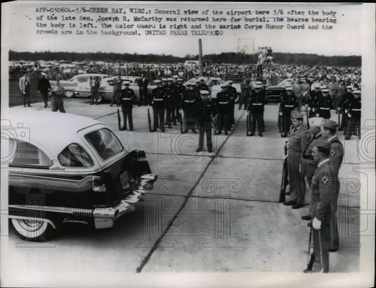 1957 Press Photo General view of the airport after Sen. Joseph McCarthy's return - Historic Images