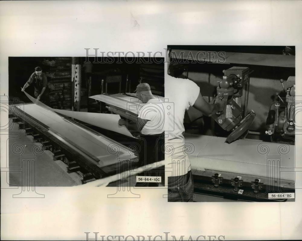 1956 Press Photo of the process of making polystyrene. - Historic Images