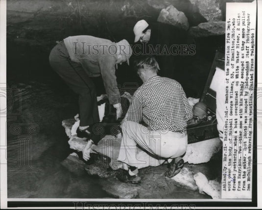 1955 Press Photo The body of Russell George Wilmer of Hamilton - Historic Images