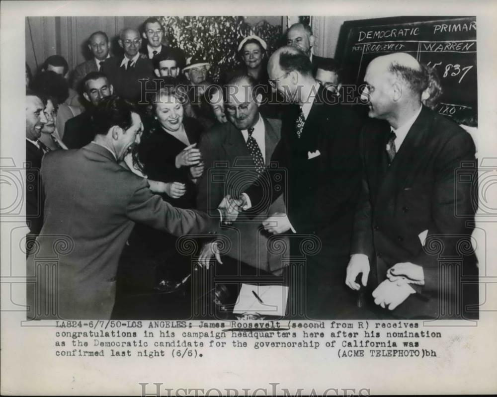 1950 Press Photo James Roosevelt, Democratic Candidate Governorship California - Historic Images