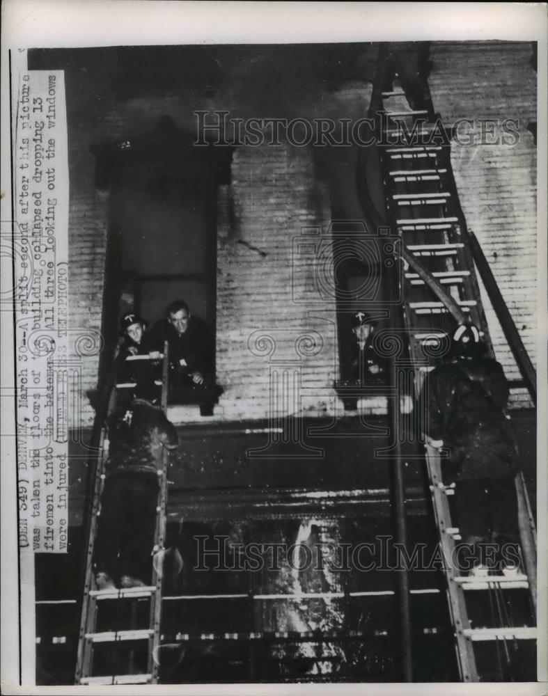 1952 Press Photo After This Photo Floor of Burning Building Fell 13 Firemen Inju - Historic Images