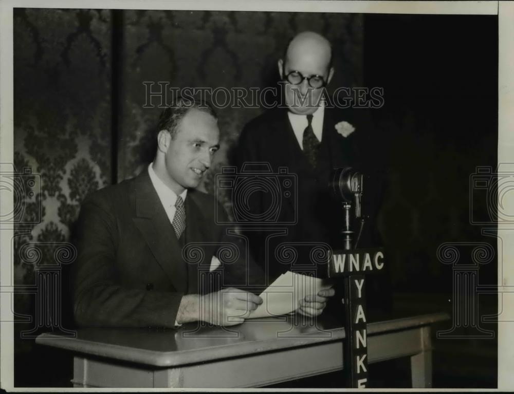 1933 Press Photo James Roosevelt, John Shepard 3rd Radio Talks - Historic Images