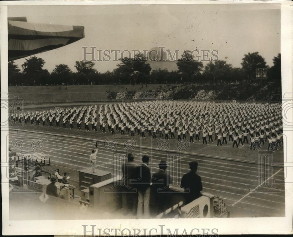 1930 Press Photo Mass gymnastic class in Toyko Japan - Historic Images