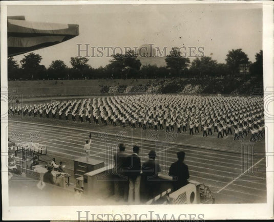 1930 Press Photo Mass gymnastic class in Toyko Japan - Historic Images