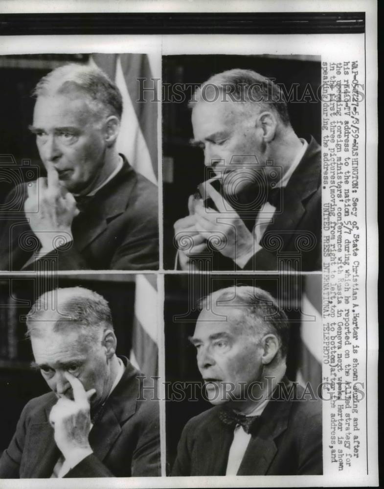 1959 Press Photo Sec of State Christian A. Herter addresses Nation from WA - Historic Images