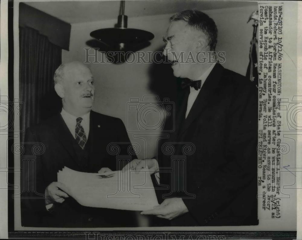 1960 Press Photo Sec of State Christian A. Herter, Robert Borden Reams - Historic Images