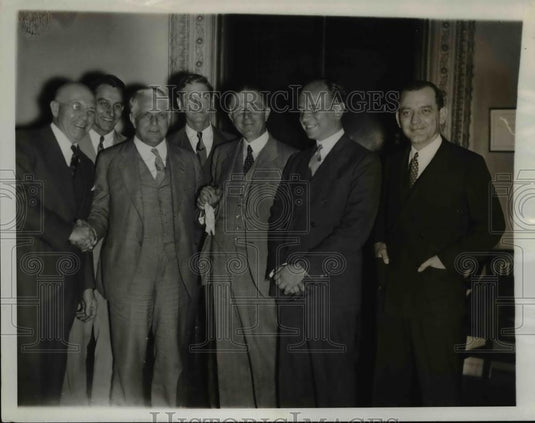 1933 Press Photo Sen James J Davis & Theodore G Miller acquitted on Lottery Case - Historic Images