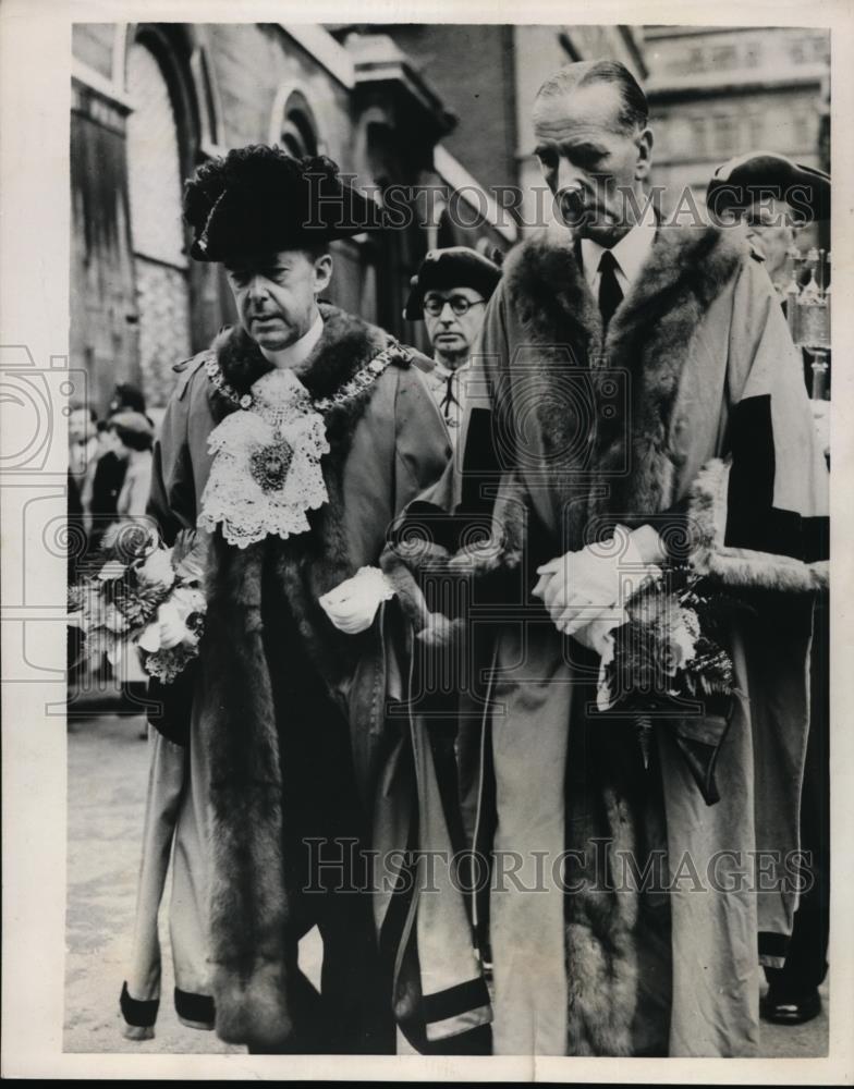 1952 Press Photo Lord Mayor of London Sir Leslie Boyce Ruper De La Rere - Historic Images