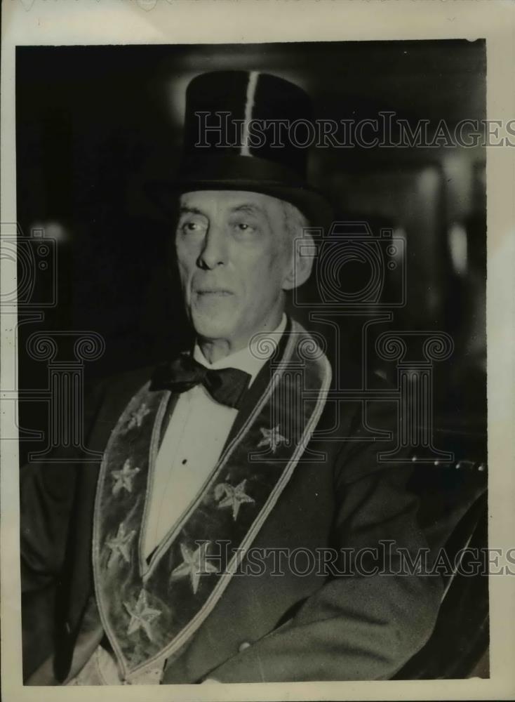 1931 Press Photo Benjamin Page, Grand Master of hte Free and Accepted Mason - Historic Images