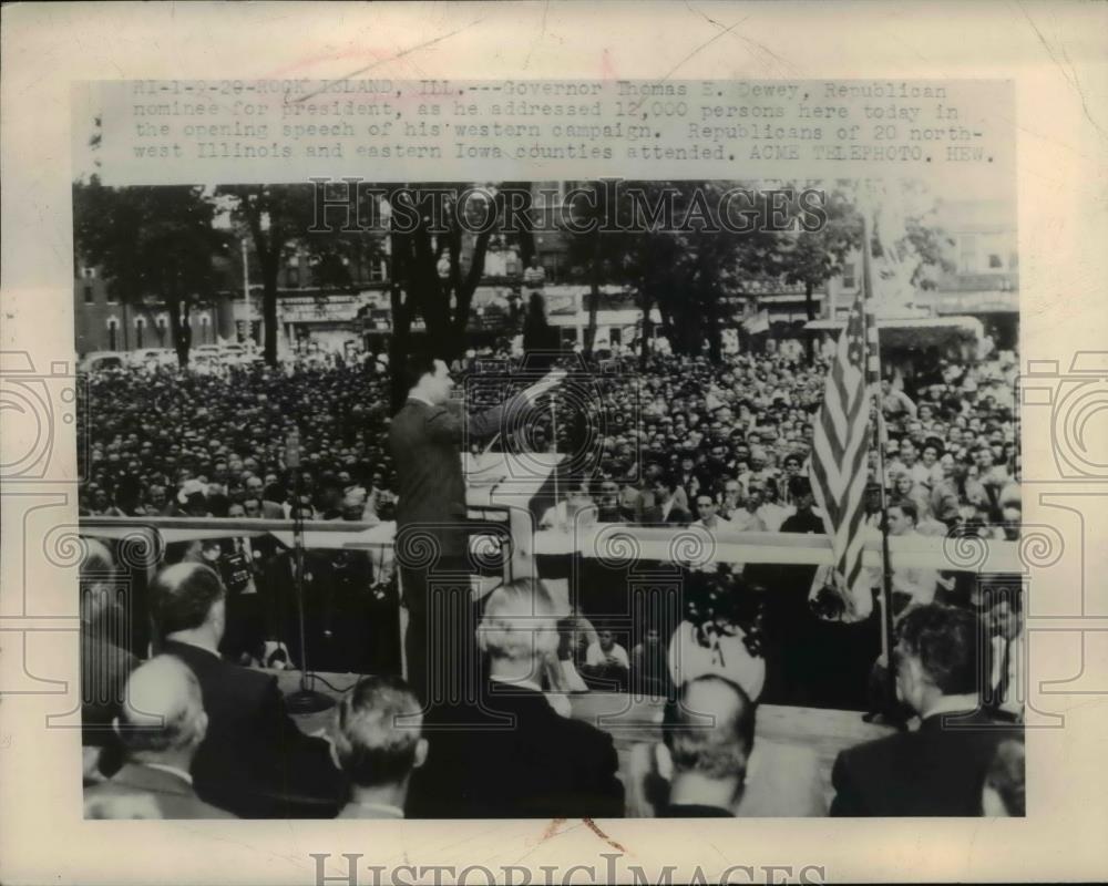 1948 Press Photo Rock Island Ill Gov. Thomas E Dewey GOP candidate for president - Historic Images