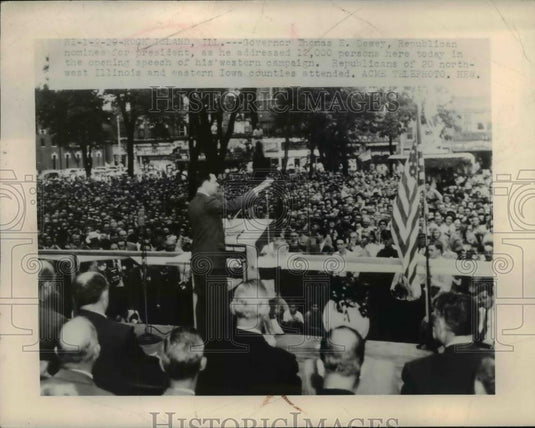 1948 Press Photo Rock Island Ill Gov. Thomas E Dewey GOP candidate for president - Historic Images
