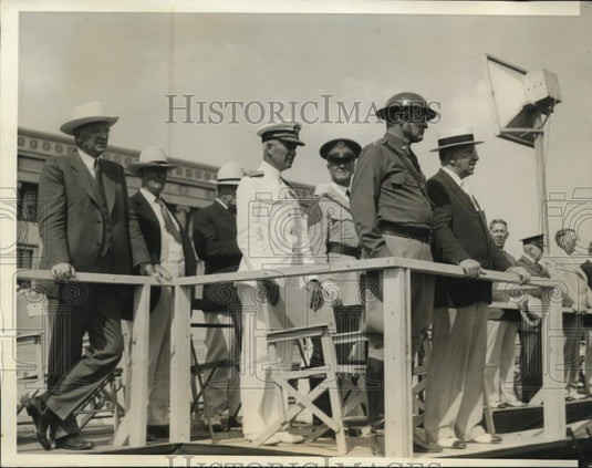 1933 Press Photo Major Kelly, Sec Adm Cloverius, Maj Gen Parker - Historic Images