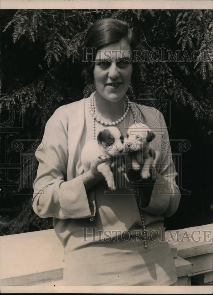 1923 Press Photo Miss Frances Davidson with 2 Bull Puppies at Milk Fund Benefit - Historic Images