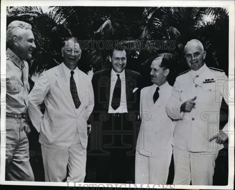 1942 Press Photo Panama Canal Zone Navy Sec F Knox, Lt Gen F Andrews - Historic Images