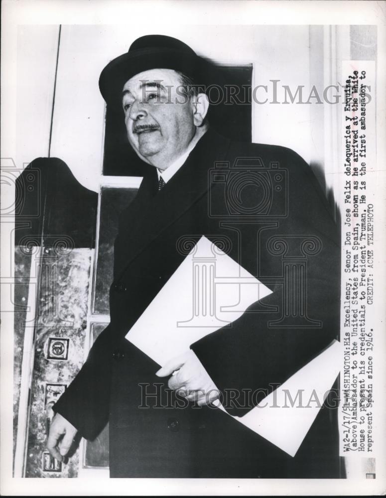 1951 Press Photo Senor Don Jose Felix deLequerica y Erquiza, Ambassador in U.S - Historic Images