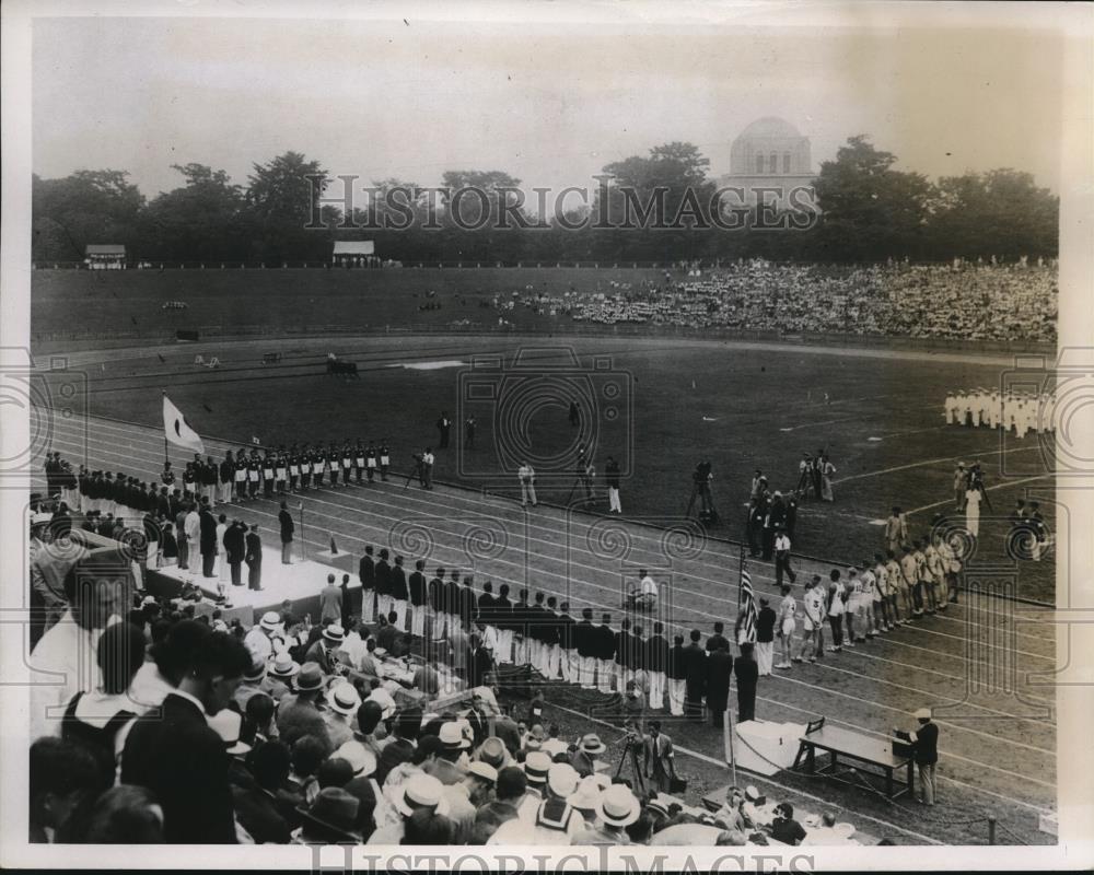 1934 Press Photo Meiji Shrine stadium, Toyko Japan track opening ceremony - Historic Images