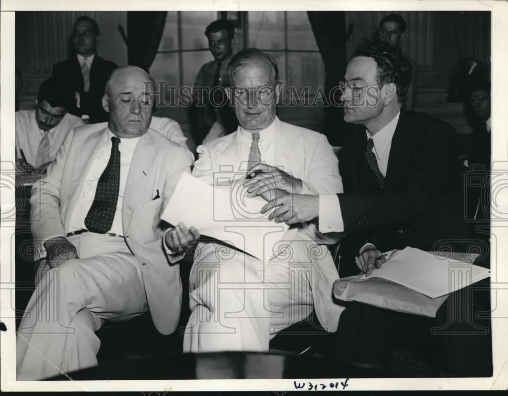 1935 Press Photo Rep.Sam Rayburn,Sen.Burton Wheeler and Benjamin Cohen - Historic Images