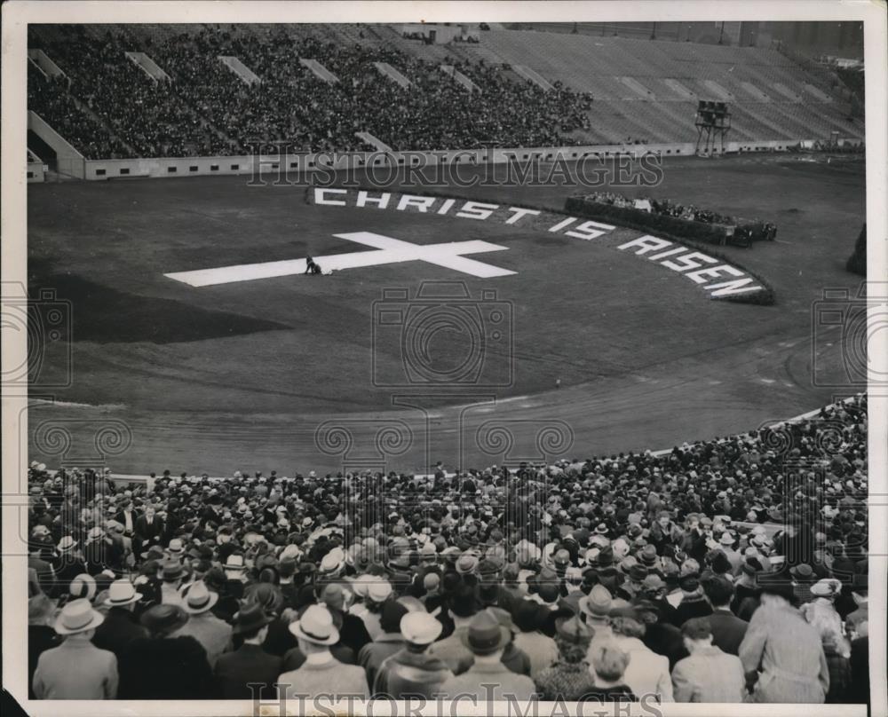 1938 Press Photo Chicago Ill Soldier Field Sunrise Easter services - Historic Images