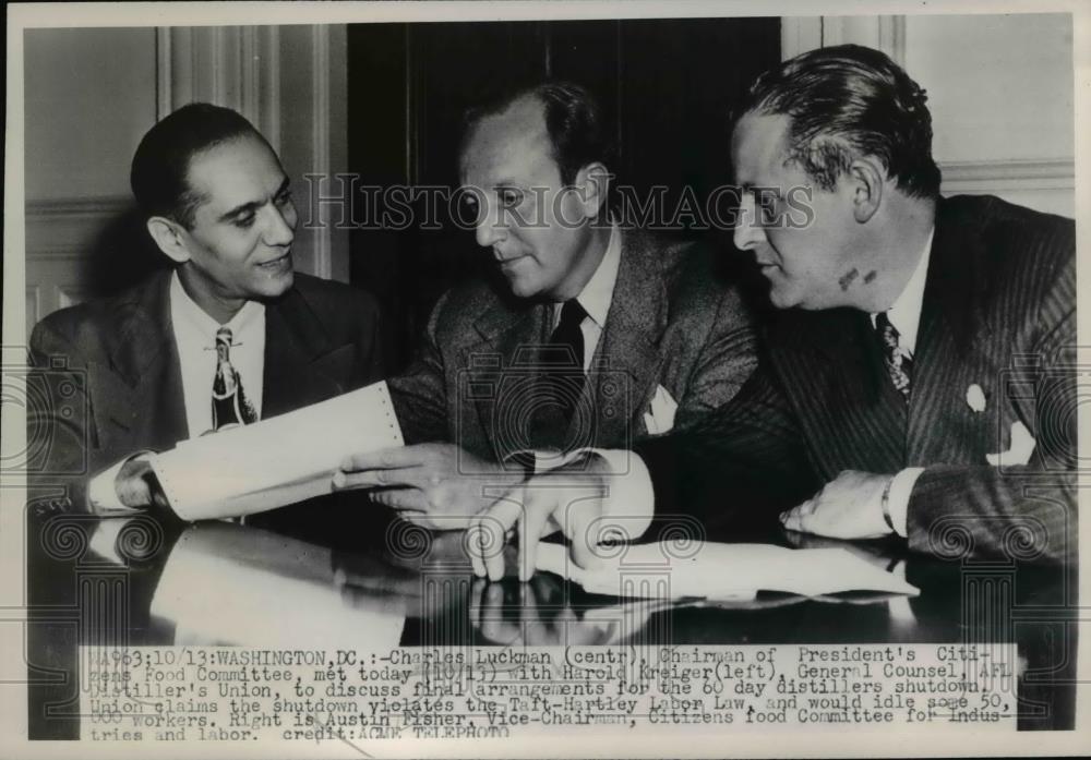 1947 Press Photo Washington DC Charles Luckman chairman - Historic Images