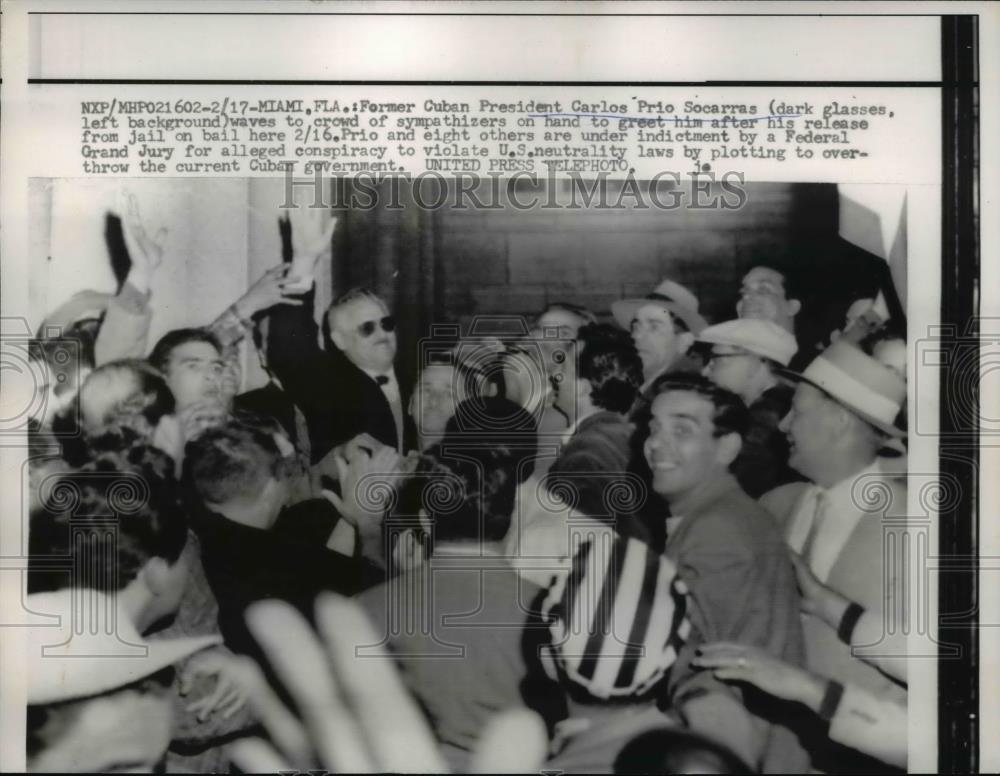 1958 Press Photo Miami Florida, Carlos Prio Socarras, Former Cuban President - Historic Images