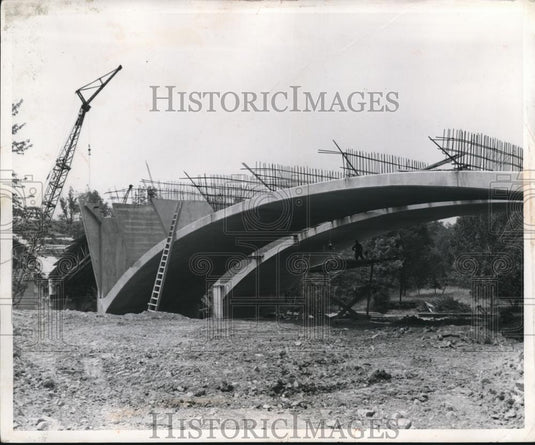 1955 Press Photo Wilson Mills Road Bridge in NE spans - Historic Images