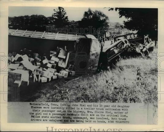 Press Photo John Bisi, daughter Theresa Killed in trailer truck Collision - Historic Images