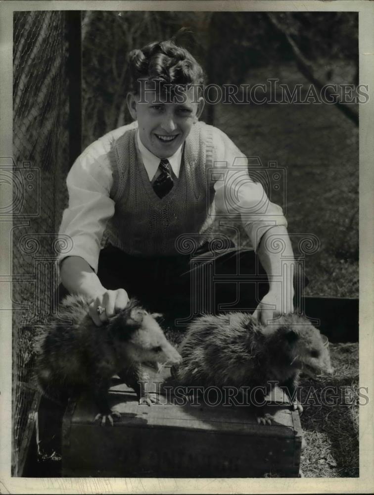 1941 Press Photo Wallace Wendt w Possums at John Munball High School - Historic Images