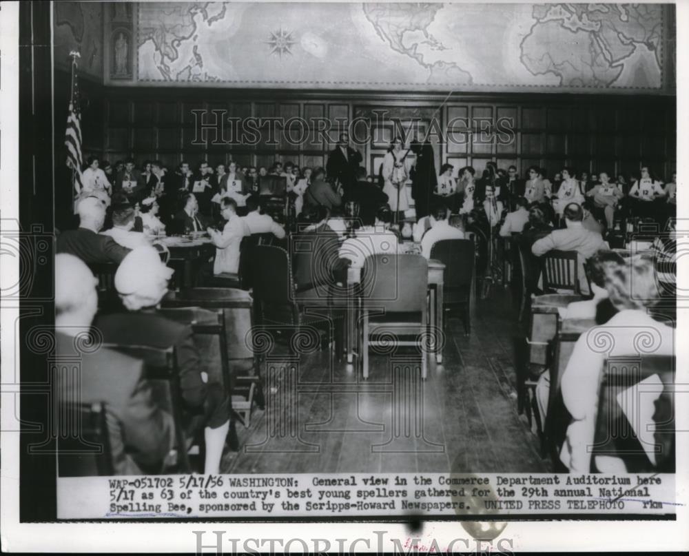 1956 Press Photo Commerce Department Auditorium, country&#39;s best spellers bee - Historic Images